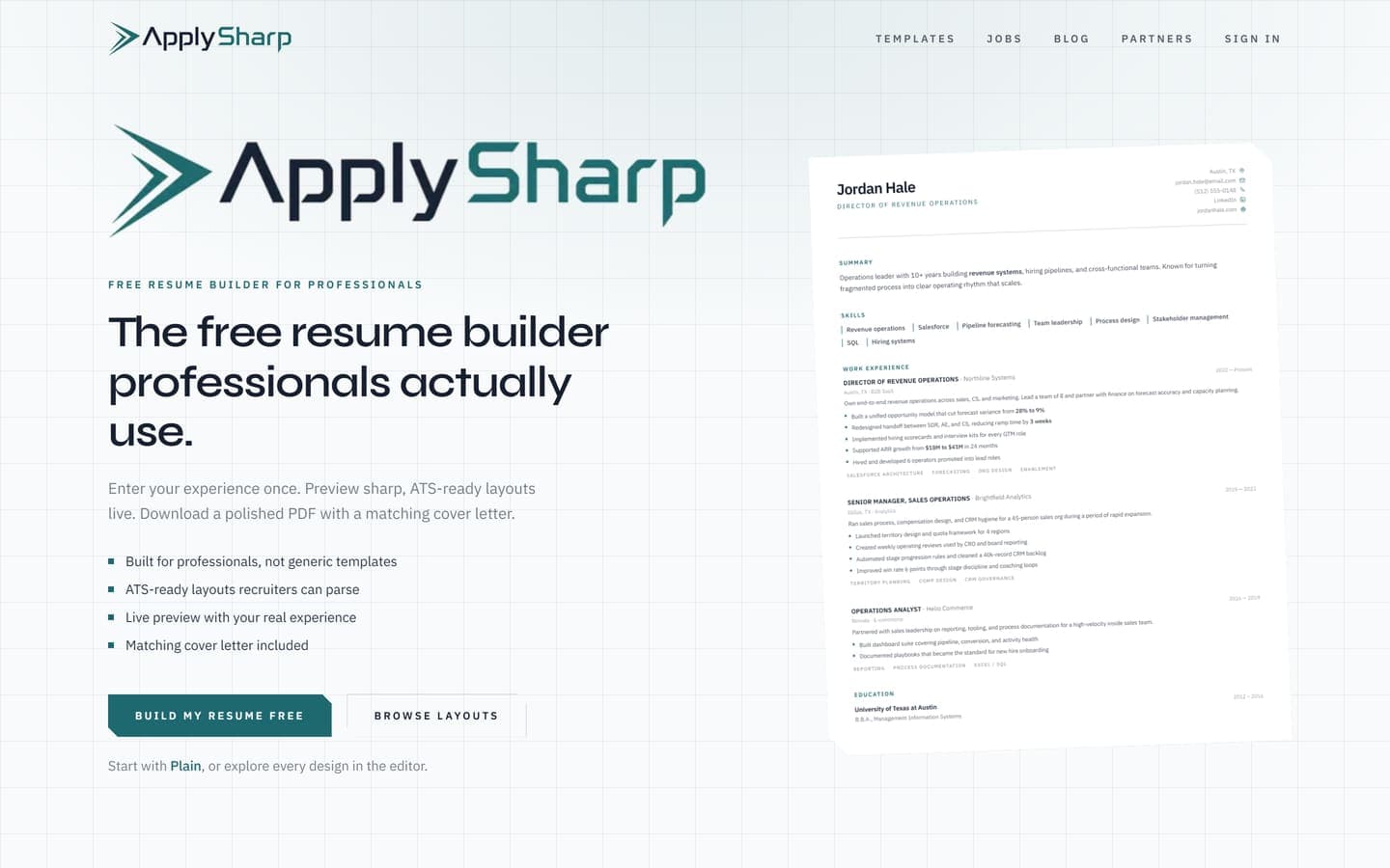 ApplySharp homepage