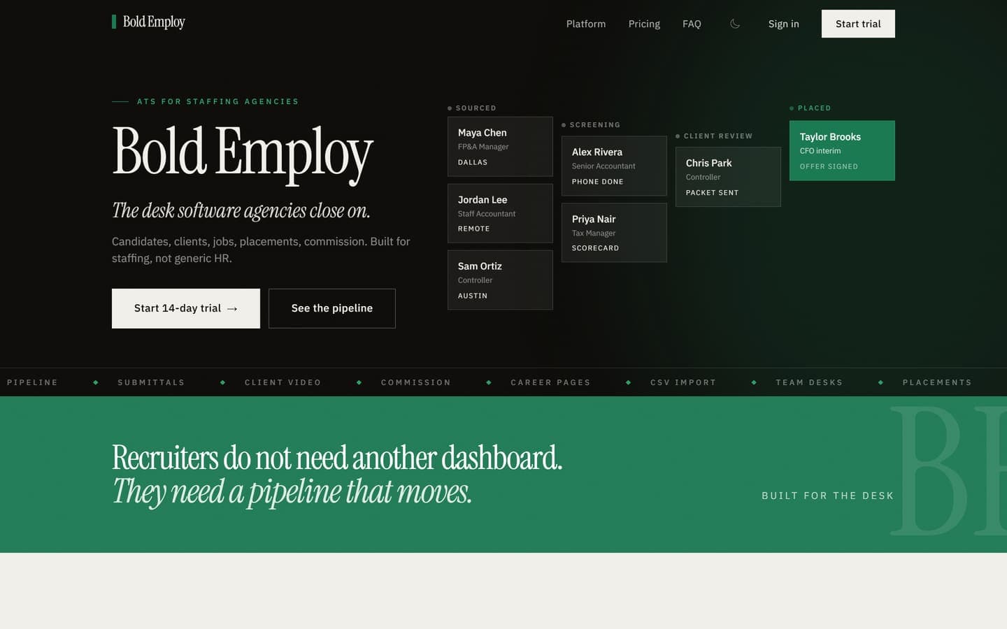 Bold Employ homepage
