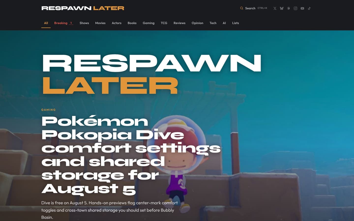 Respawn Later homepage
